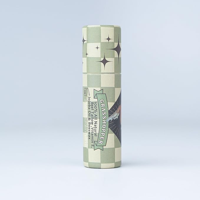 Beef Tallow Lip Balm - All Natural Beef Tallow Balm Made with Beeswax, Jojoba Oil & Vitamin E for Lip Repair and Hydration - Nothing Artificial, USA Made (Grasshopper)