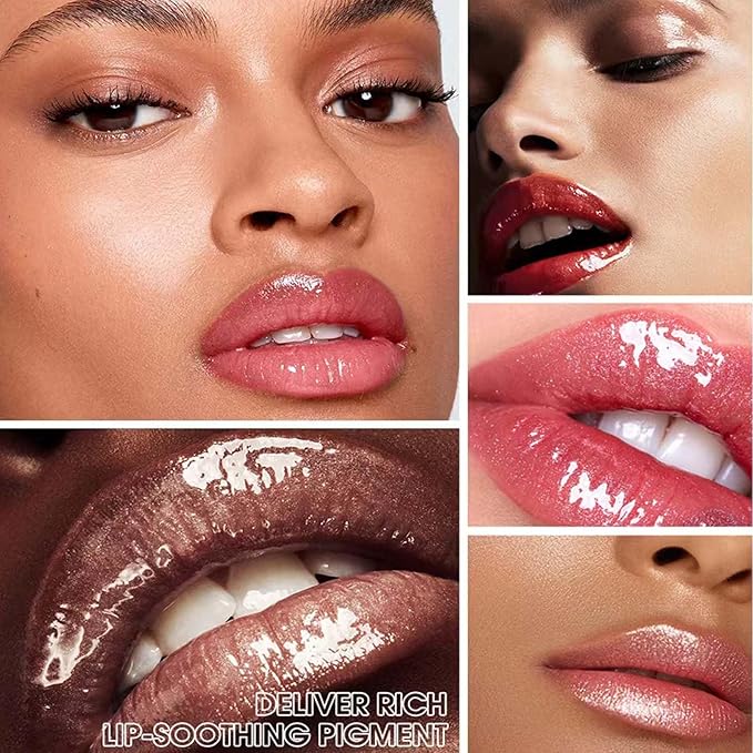Clear Lip Gloss Lip Plumper Gloss Tinted Glitter Lipgloss Lip Oil Teens Moisturizing High Shine And Vegan Plumping Lip Gloss For Women Girls Long-Lasting Dry Lip Care (01# Clear Shimmer)