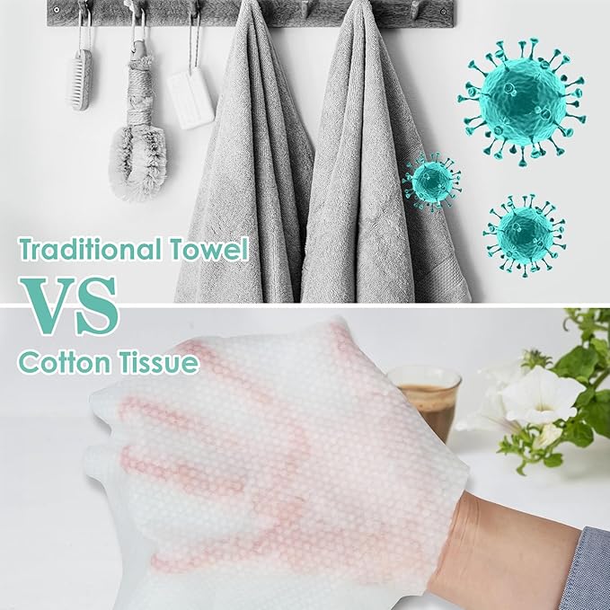 Tahoe Trails Disposable Face Towel, Soft Dry Wipe, Lint Free, Dry Wet Use for Sensitive Skin, Cotton Facial Tissue, Makeup Removing, Surface Cleaning 7.87 * 7.87inch, 80Count