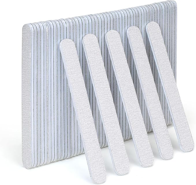 GazePlus Nail Files, 50 PCS Fingernail Files 7" Long 80/100 Grit Emery Boards for Nails - Professional Nail File Bulk Washable for Acrylic, Gel, Dip Powder, and Poly Gel Nails