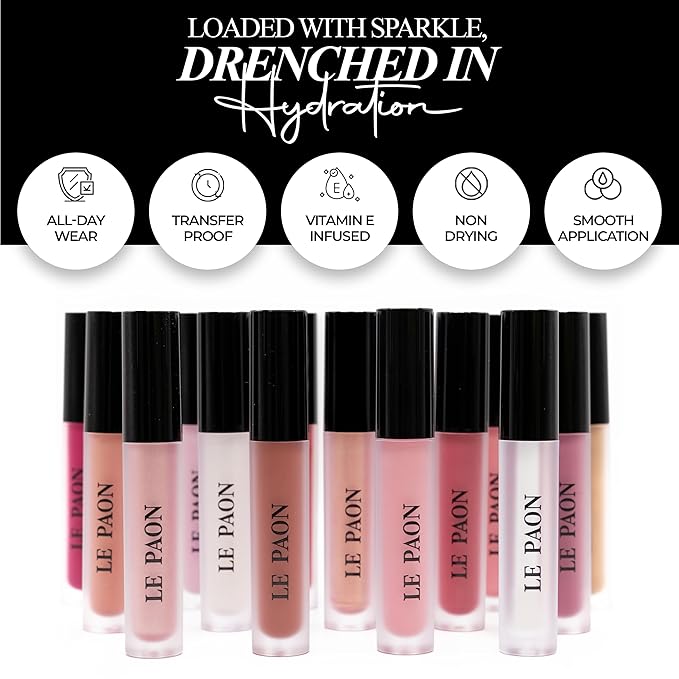 LePaon Cosmetics Pout Cloud Lipgloss – Long-wear, Transfer-Proof Matte Lipstick with High Pigment Payoff – Infused with Vitamin E for Extended Hydration (Sugar Plum)