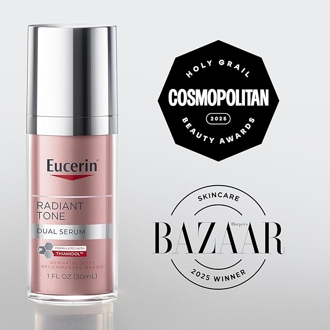 Eucerin Radiant Tone Dual Serum Dark Spot Corrector, Dark Spot Serum with Thiamidol and Hyaluronic Acid, Helps Visibly Reduce the Look of Dark Spots, Holiday Gifts for Self Care, 1 Fl Oz Bottle