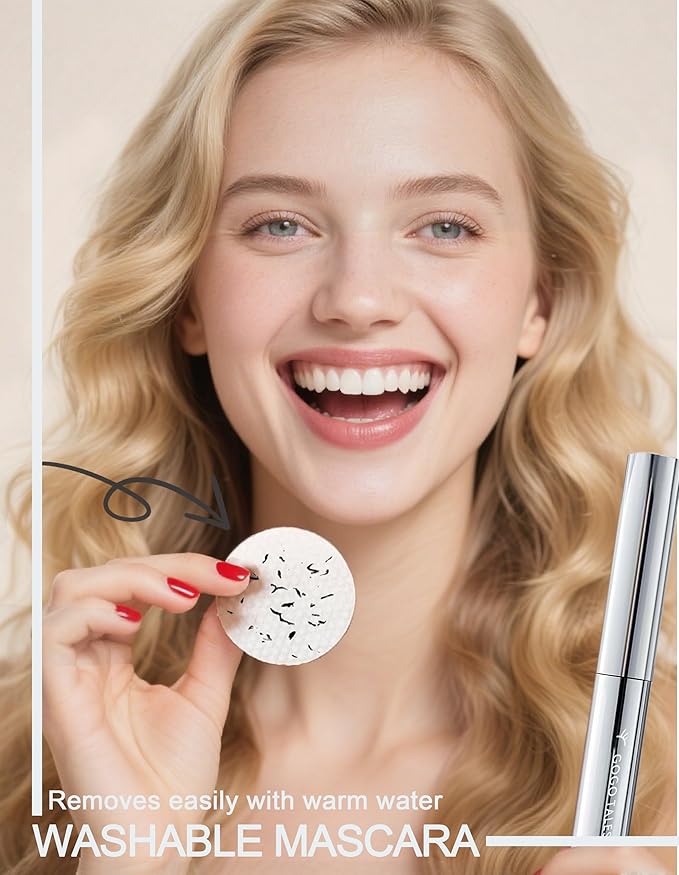 Brown Washable Iron Wand Mascara, Waterproof Metal Wand Mascara, Natural Length Slim Volume Buildable Formula, Separate Each Lashes No Clumps, Long Lasting Smudge-Proof Curling