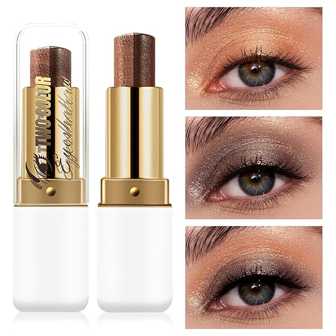 Boobeen Waterproof Eyeshadow Stick, 2-Color Shimmer Eye Makeup, All Day Wear, Silky Smooth & Beginner-Friendly Eye Shadow