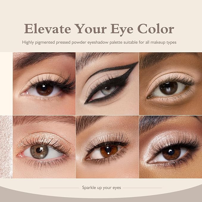Matte Glitter Eyeshadow Palette 2 PCS, Pear White Eye Shadow Palettes Shimmer Nude Eyeshadow for Older Women, Smooth Powder Lightweight Blendable High Pigment Compact Daily Eyes Makeup, Set E