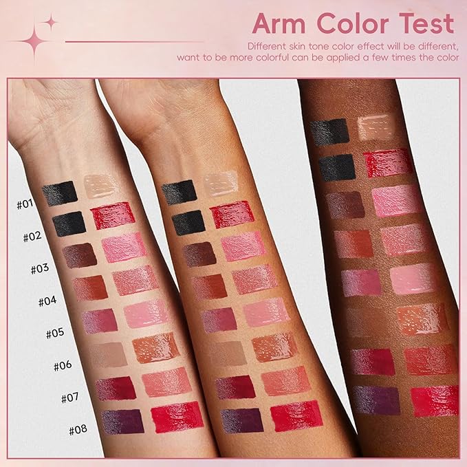 Lip Liner Gloss Lip Combo Set, 2 in 1 Lip Duo Black Lip Liner Lipstick Glossy Clear Nourishing Gloss Lip Kit,Smooth Quick Fuller Plumping Moisturizing Juicy Lip Makeup for Women 01# Gothic Ice