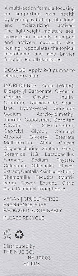 The Nue Co. Barrier Culture Moisturizer - Hydrating Pre & Probiotic Face Cream with Ceramides, Peptides, Niacinamide & Squalane - Vegan & Gluten Free Barrier Moisturizer for All Skin Type | 1.69 fl oz