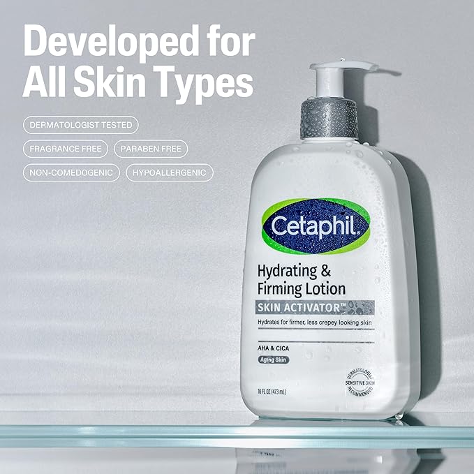 Cetaphil Skin Activator Hydrating & Firming Body Lotion 16oz, Mandelic Acid (AHA) and Centella Asiatica (CICA) Body Moisturizer, Hydrates and Firms Aging Skin, Anti-Aging Body Skincare