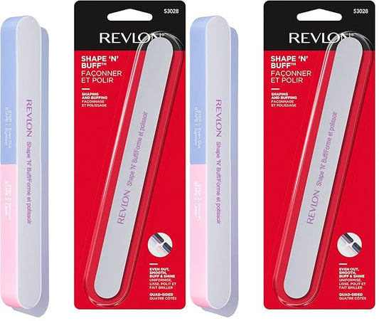Revlon Nail Buffer, Shape 'N' Buff Nail File & Buffer, Nail Care Tool, All-in-One Shaping & Buffing, Easy to Use (Pack of 2)