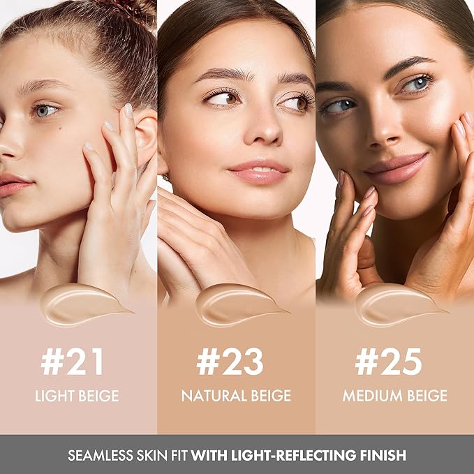 Blending Cushion 4-in-1 Korean Cushion Foundation with Italian Caviar, Collagen & Hyaluronic Acid - 12HR Long Lasting, Hydrating & Age-Defying Makeup Concealer 0.44 oz (#23 Natural Beige)