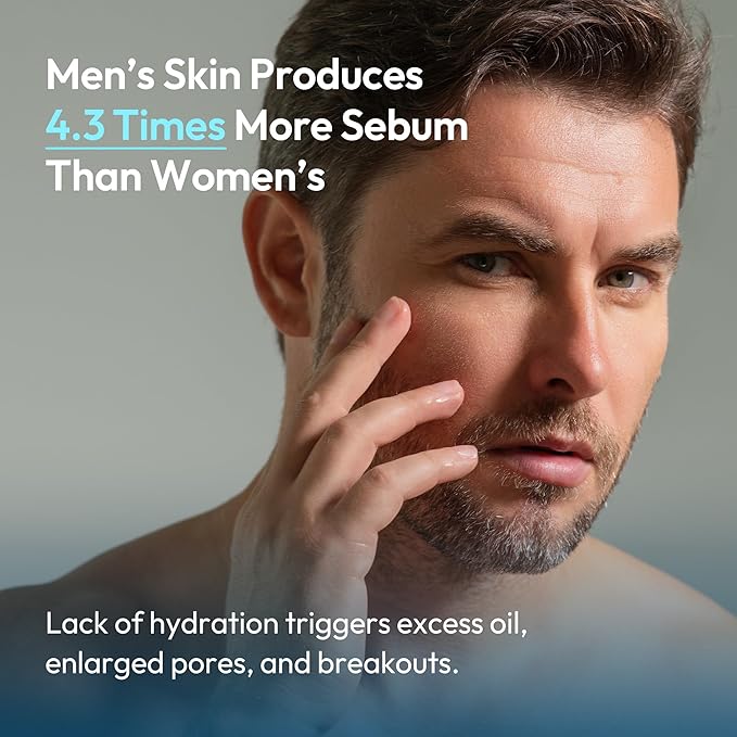LAB BY He is_ Aqua-Gen Daily Face Moisturizer for men - Lightweight, Hydrating Fast-Absorbing Gel for Oily & Sensitive Skin, Oil Control & Pore Care Korean Skincare 3.71 fl oz.