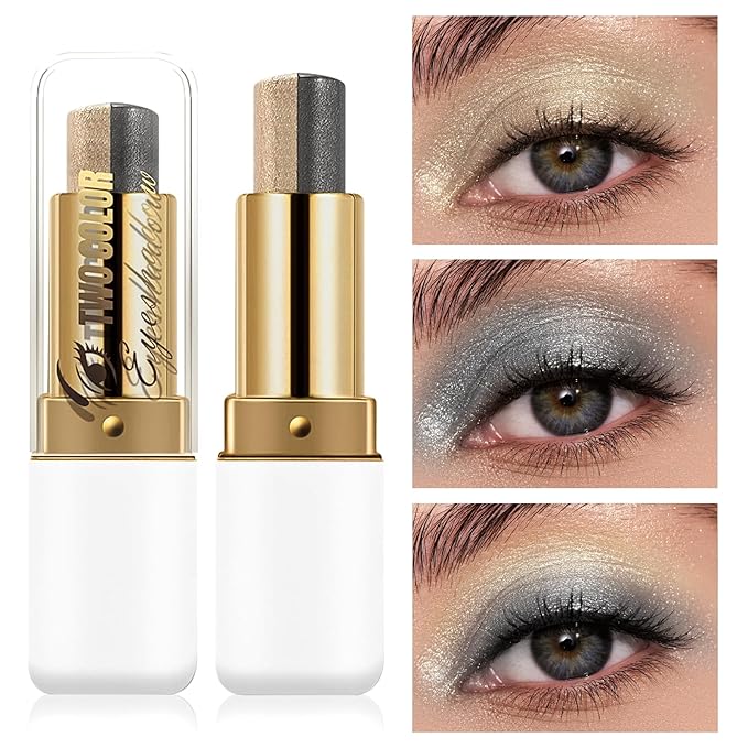 Boobeen Waterproof Eyeshadow Stick, 2-Color Shimmer Eye Makeup, All Day Wear, Silky Smooth & Beginner-Friendly Eye Shadow