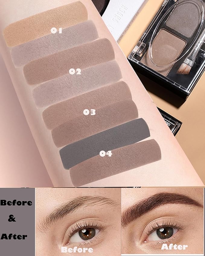 Eye Brow Powder for Women,2 Color Waterproof Eyebrow Powder Tinting Palette Light Brown Taupe Long-Lasting,Brow Fill&Sculpt Natural Eyebrow Contour Eyeshadow Mother’s Gift with Brow Brush&Razor-01