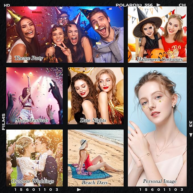 Glitter Freckles Face Tattoo,Freckles Temporary Face Tattoos, Christmas Face Tattoos Face Glitter for Women Girls, Festival Outfits Rave Accessories,Country Concerts, Party,Makeup Glitter Patch 30PCS