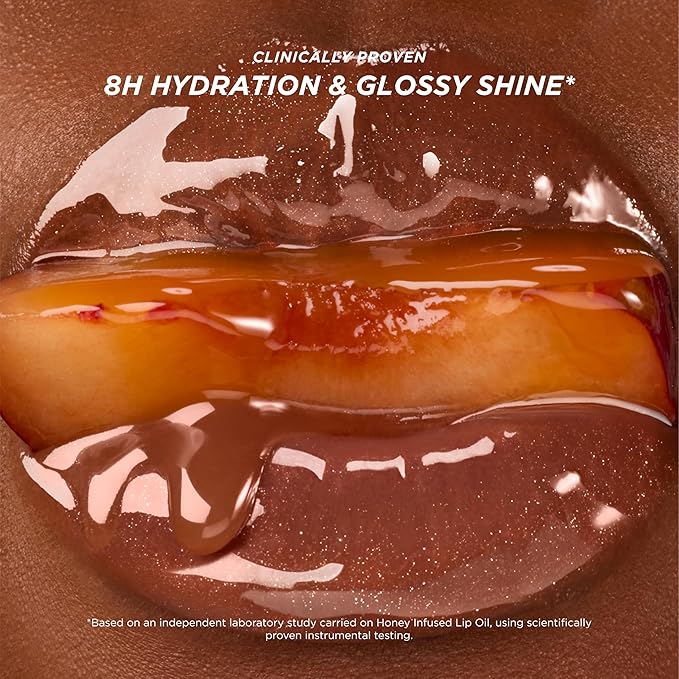 Gisou Honey Infused Hydrating Lip Oil, Nourishing Lip Moisturizer for Dry Lips (Glazed Plum)