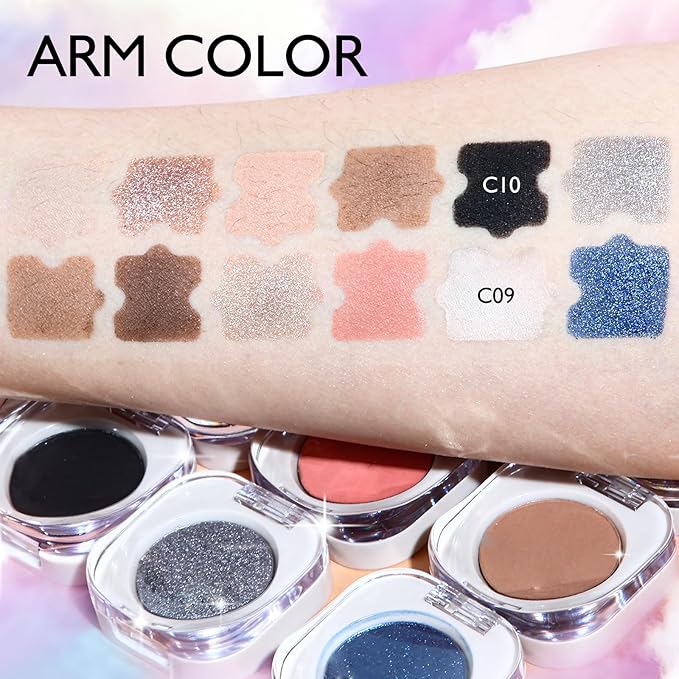 Black Shimmer Eyeshadow Palette, Single Black Smoky Eye Shadow Palette High Pigment sombras para ojos Mini Velvet Pressed Powder Lightweight Blendable Matte Eyeshadow Travel-Friendly Makeup Kit