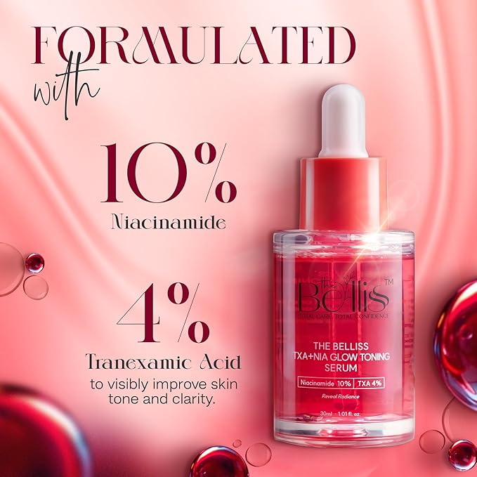 Belliss Niacinamide 10% and Tranexamic Acid Serum 4% – TXA + NIA Glow Back Serum – Hydrating Formula for Uneven Skin Tone, Texture – Toning Korean Skincare for Glass Skin, Spots 30ml / 1.01 fl.oz