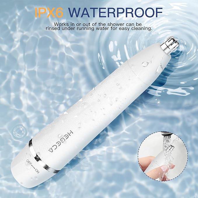 HEBECA Nose Hair Trimmer for Women Men - Electric Ear and Nose Hair Trimmer - 2 in 1 Facial Hair Remover Portable for Painless Face Eyebrow Trimmering Waterproof (Pearl White 2in1)