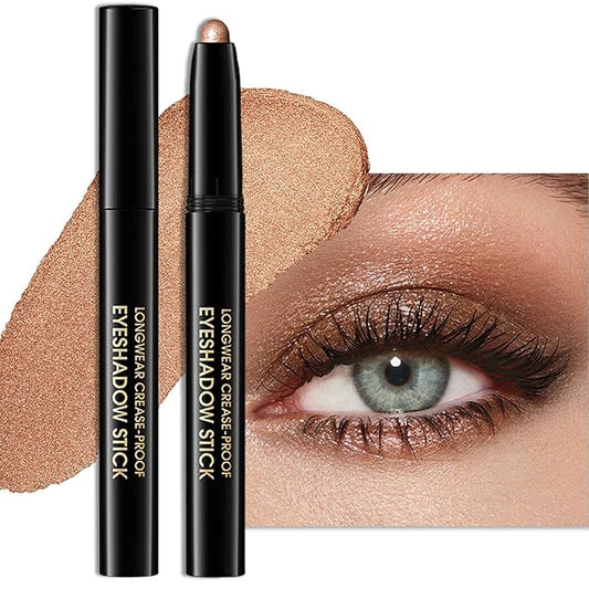 Erinde Waterproof Eyeshadow Stick, Cream Eye Shadow Stick, Long-Lasting, Crease-Proof, Cream to Powder Buildable & Blendable Eye Shadow Pencils Crayon, Vegan & Cruelty-Free, 01 Caramel