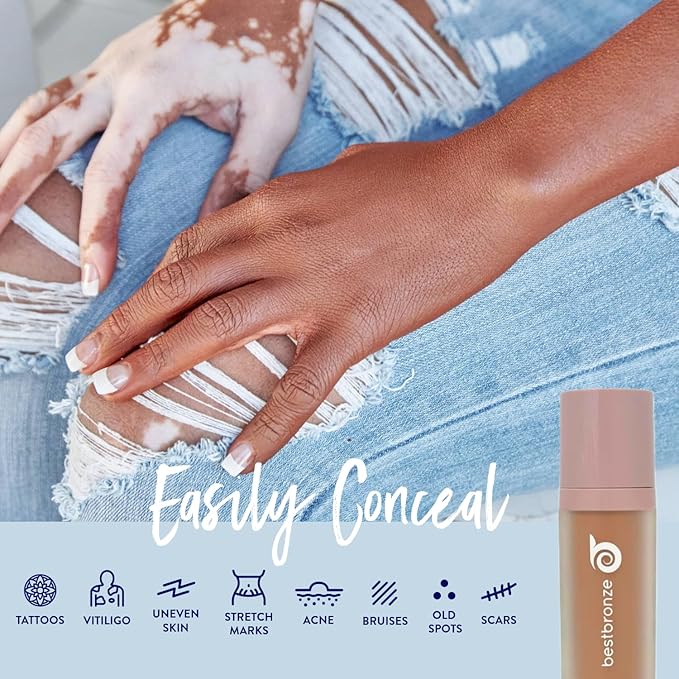 Best Bronze Bombshell Body Makeup - Tattoo Cover Up Makeup & Body Foundation Waterproof - Tattoo Concealer Waterproof for Scars, Varicose Veins Cover Up & Leg Foundation (NW45 Medium Mahogany)