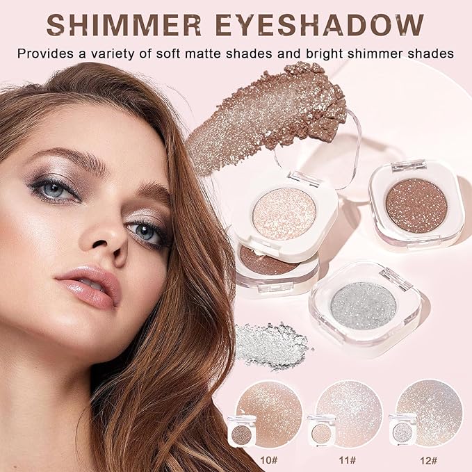 Shimmer Eyeshadow,Single Eye Shadow for Older Women,Blushing Lizard Eyeshadow Makeup,Lightweight Blendable Formula,Sombras de Ojos Profesional (10 Cowboy)