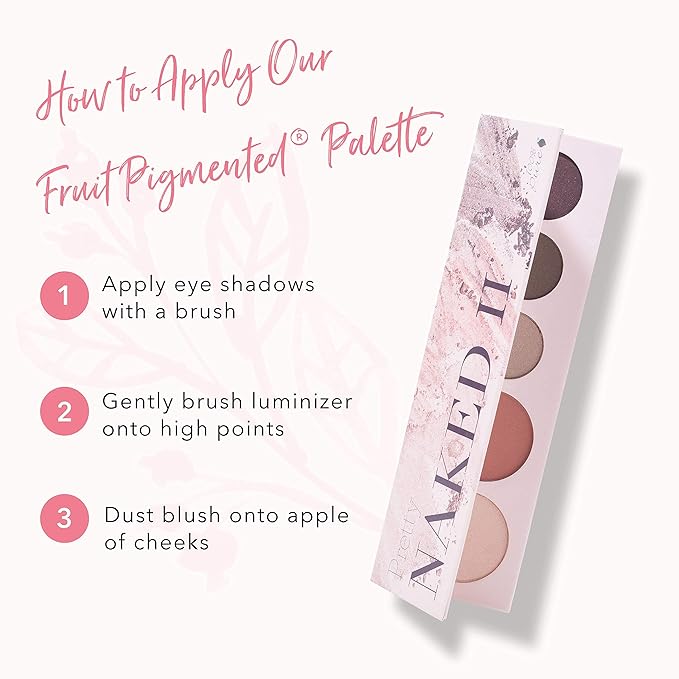 100% PURE Pretty Naked II Makeup Palette All in One Compact 3 Eyeshadow, Blush, Face Highlighter, Fruit Pigmented Natural Nude, Rose, Smokey Neutral for All Skin Types - Vegan (Nude to Smokey Tones)