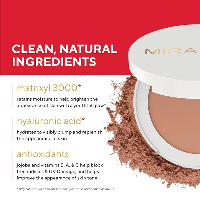 MIRABELLA - Invincible for All Pure Press Foundation, HD-Finish Pressed Powder, Buildable Mineral Pressed Powder Compact with Jojoba & Triglyceride, Age-Defying Makeup for All Skin Types, Fair F6