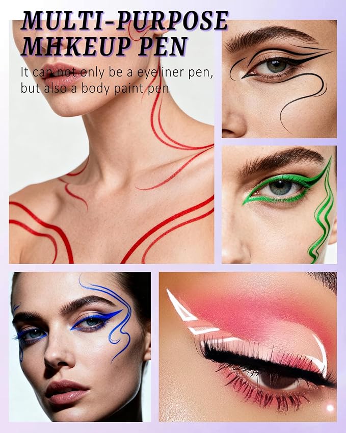 Liquid Eyeliner Pen, Purple Waterproof Long Lasting Colored Eye liner Pen with Precision Tip, Matte Colorful Smudgeproof High Pigment Eyeliner Pencil, Christmas Party Eye Makeup Gift for Women-05