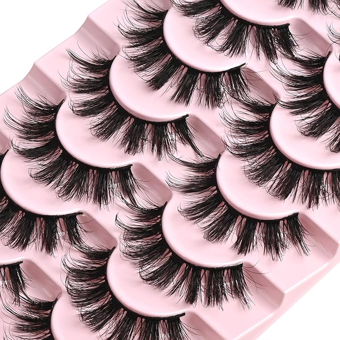 FARRED Lashes Strips Natural Fake Eyelashes Wispy Doll Eye Lash Manga Eyelash Natural Look 7 Pairs Separated Volume False Eyelash Pack Wispies Anime Strip Pestañas Spiky Look (A10 | 11-17MM)
