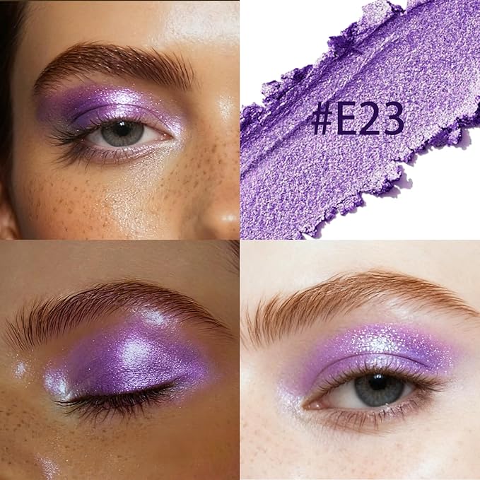 Glitter Cream Eyeshadow Stick, Purple Holographic Eye Shadow Stick, Long-Lasting and Blendable High Pigmented Single Eyeliner Makeup for Women, 23 Purple