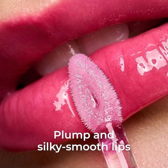 Lamel All-in-One Lip Oil - Lightweight, No-Sticky, Tinted, Plumping, Hydrating Lip Gloss - Lip Balm for Day & Night Use, Long-Lasting Lip Stain, Lip Glow Oil, Lip Plumper Tint - Pink Sparkle №402