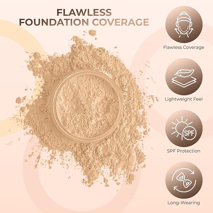 WARM FOUNDATION- Most Neutral Shade (30g Full Size Sifter Jar) – Matte Mineral Foundation – Buildable Coverage, Soft Finish Loose Powder Makeup – SPF 30