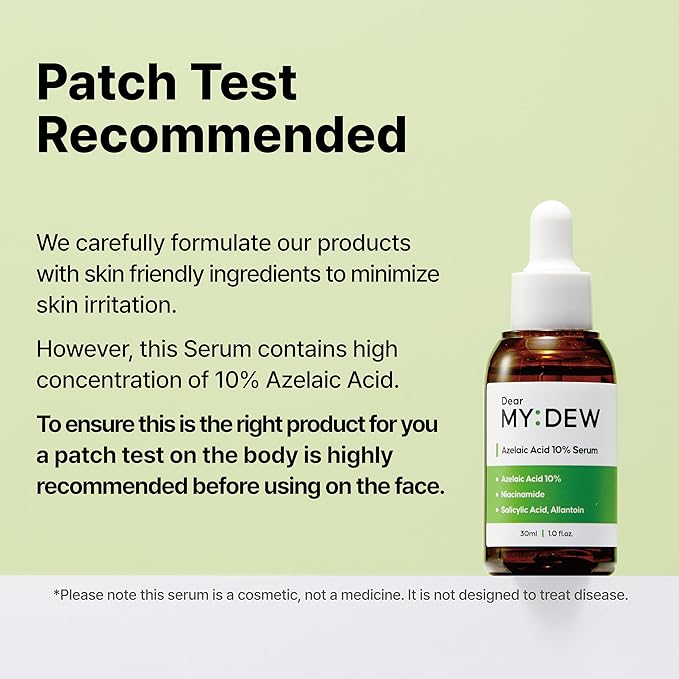10% Azelaic Acid Serum with Niacinamide, Salicylic Acid, Allantoin, Rosacea Treatment for Face Redness Relief, Reduce Cystic Acne Scar, Pimples, Non-Comedogenic, Korean Skincare, 1Fl Oz