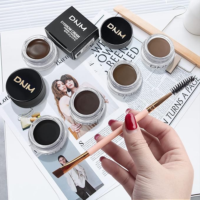 BEFIVECOK Eyebrow Pomade Kit with Dual-ended Eyebrow Brush, Water and Stain Resistant High Pigment Pomade, Corrects Brow Imperfections for Natural Long-lasting Brow Makeup (07# Taupe)