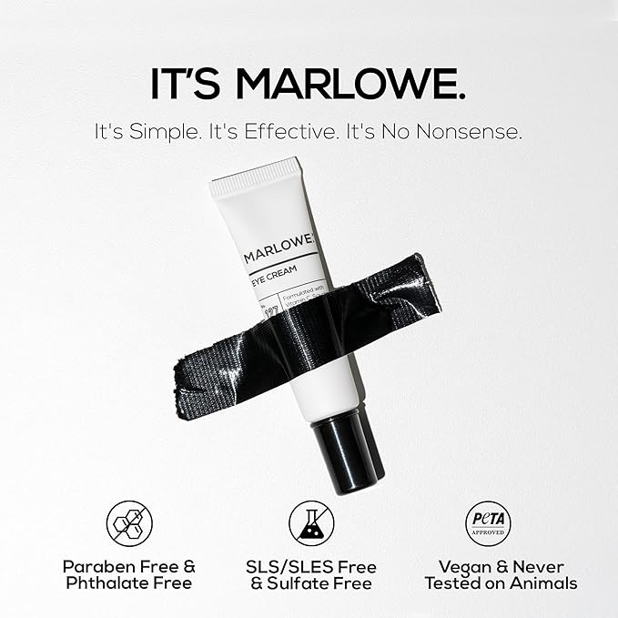MARLOWE. No.127 Men’s Eye Cream, Vitamin C, Caffeine & Moisturizing Squalane for Puffiness, Wrinkles & Dark Circles, Holiday Grooming Gift or Stocking Stuffer, 0.5 fl oz