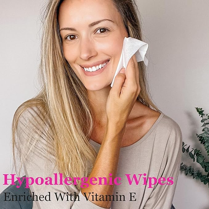 mivida 60 Count Individually Wrapped Makeup Remover Wipes With Vitamin E | Fragrance-Free, Alcohol-Free Hypoallergenic single make up removing wipes | Hotel Travel Size Toiletries