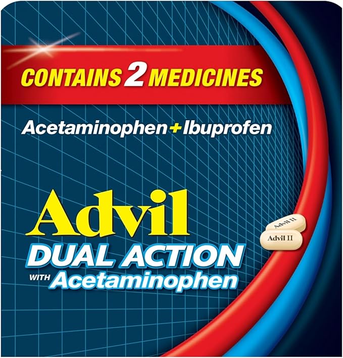 Advil Dual Action Coated Caplets, 125 Mg Ibuprofen and 250 Mg Acetaminophen per Dose (2 Dose Equivalent) for 8 Hour Pain Relief - 216 Count