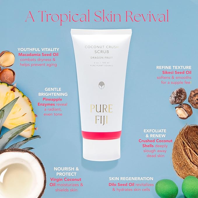 Pure Fiji Coconut Crush Scrub, Dragon Fruit (6oz/180ml)