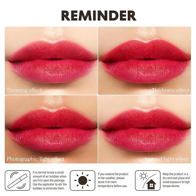 Red Mulberry Pink Lipstick Set for Women Shimmer Tinted Lip Balm Hydrating Moisturizing Lip Gloss Cruelty Free Lip Makeup, DM108/109/114