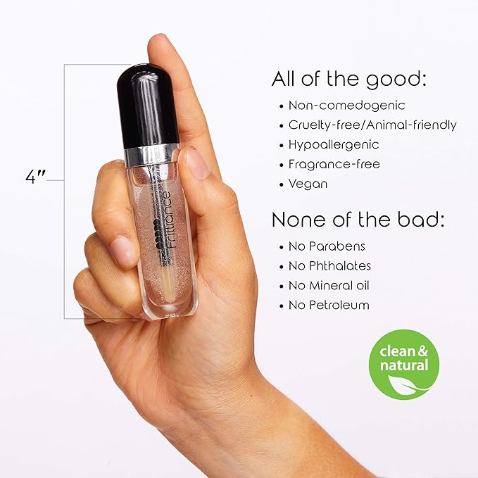 Frilliance Moisturizing Natural Crystal Clear Lip Gloss for Teens, Cruelty Free Hypoallergenic All Skin Types, 8 ml / .28 fl oz