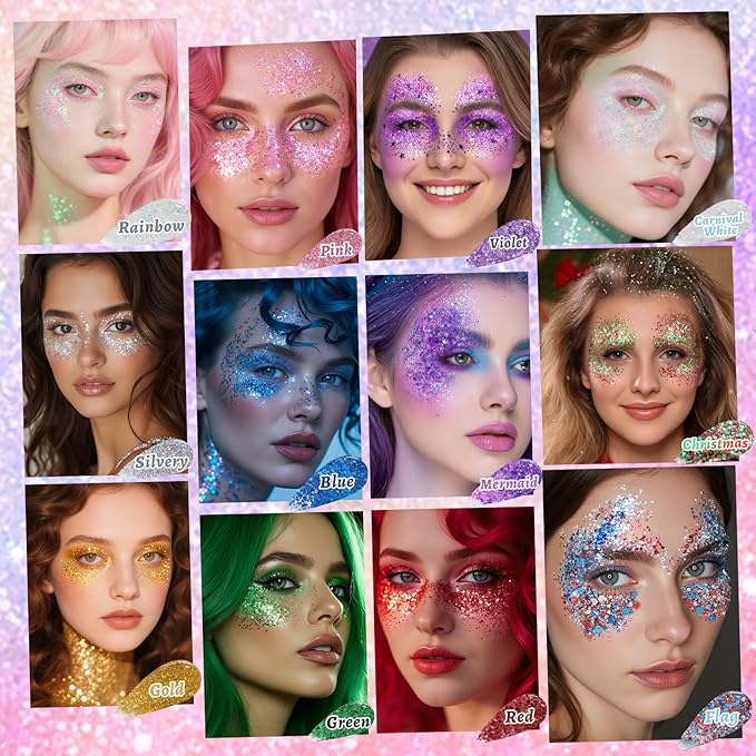 Silvery Face and Body Glitter Stick for Sparkling Makeup, Hair Glitter Accessories for Women, Highlighting Stick for Fairy Dust Makeup, Cheerful Face Glitter for Festive Parties and Carnivals