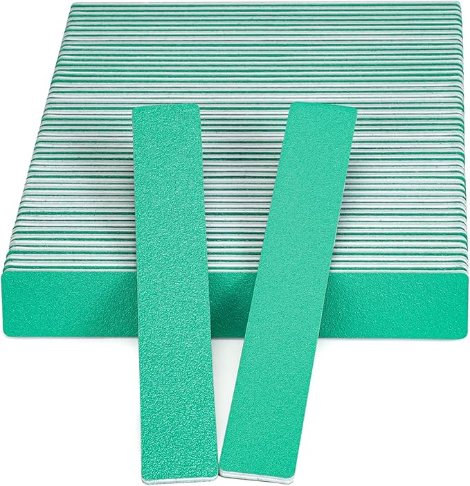 GazePlus Nail File, 50 Pcs Nail Files 7" Long 100/180 Grit for Acrylic Nails Gel Nails Dip Powder Nails Poly Gel Washable Reusable Double Sided Buffering