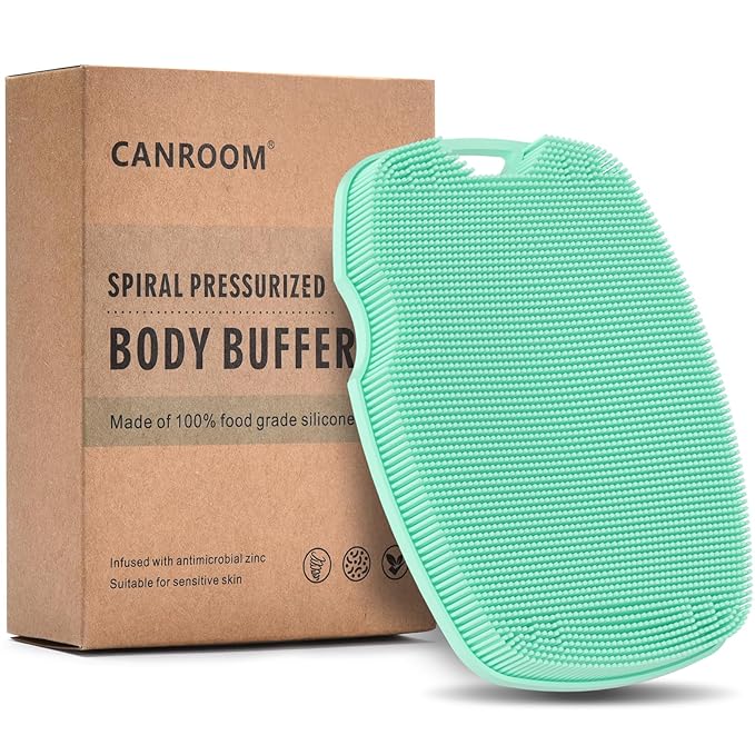 Silicone Body Scrubber - Anti Zinc Infused-Highly Elastic Bristles Exfoliating Body Scrubber for Shower Body,Cellulite Reduction,Blood Circulation - Green