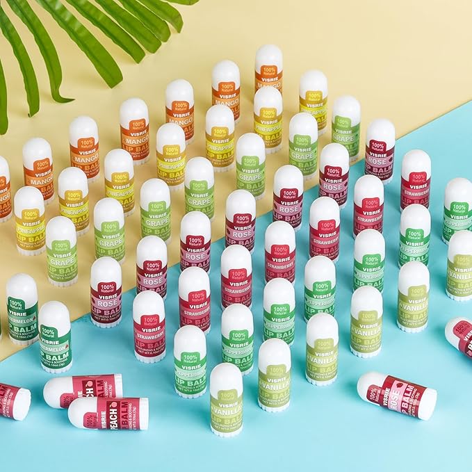 Mini Lip Balm 120 Pack, Natural Lip Balm Bulk with Vitamin E & Coconut Oil, Moisturizing Lip Balms for Dry Cracked lips - 10 Flavors