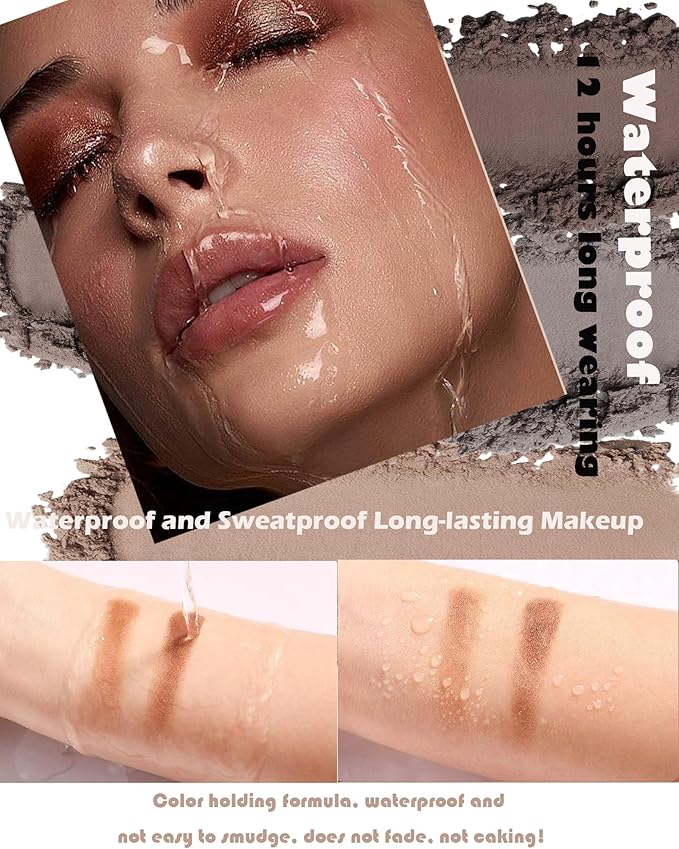 Eyebrow Powder Makeup Kit,2 Colors Waterproof Eye Brow Powder Makeup Palette Long-Lasting for Women,Taupe Brown Brow Fill&Sculpt Natural Eyebrow Contour for Sparse Brow with Brow Brush &Razor-02