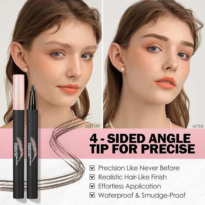 Anglicolor Microblading Eyebrow Pen Easy To Use,Eyebrow Pen Natural,Eyebrow Brush PenTo Hair-Like Strokes, Long-Lasting,Quick Drying,Outlining Filling Eyebrow Makeup 02 MOCHA