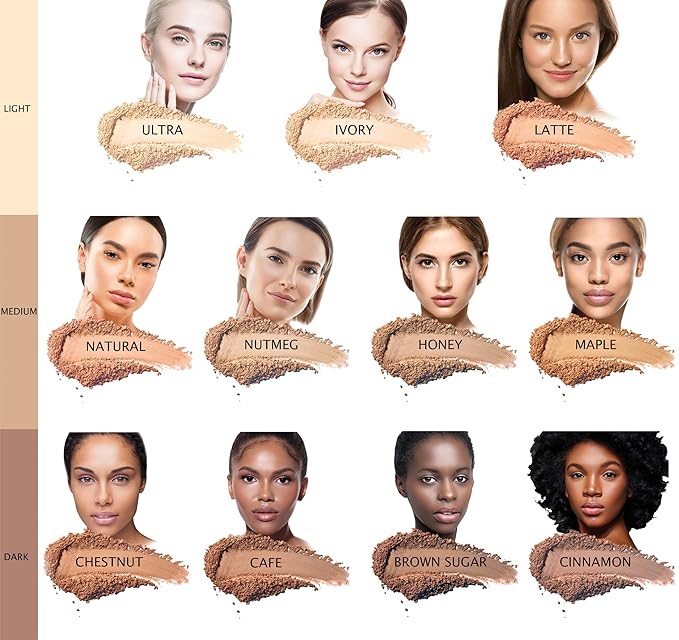 BellaTerra Cosmetics Mineral Powder Foundation – Latte | Medium Warm Shade | Smooth Matte Mineral Formula with Buildable Coverage for Balanced Complexions 9g