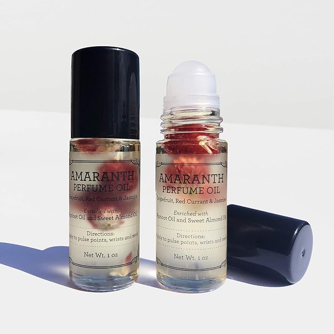 BEAUTE DE PROVENCE - Amaranth Refreshing Lightly Scented Floral Roll-On Perfume Body Oill - Body Oils for Women Perfume - Enriched w/Apricot Oil, Sweet Almond Oil, Fractionated Coconut Oil - 1 OZ