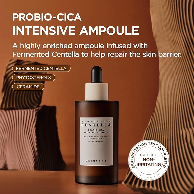 SKIN1004 Probio Cica Intensive Ampoule 3.21fl.oz, 95ml, Centella & Ceramide Face Serum for Hydration & Skin Strengthening, Korean Facial Ampoule with Madagascar Centella for Soothing Korean Skin Care