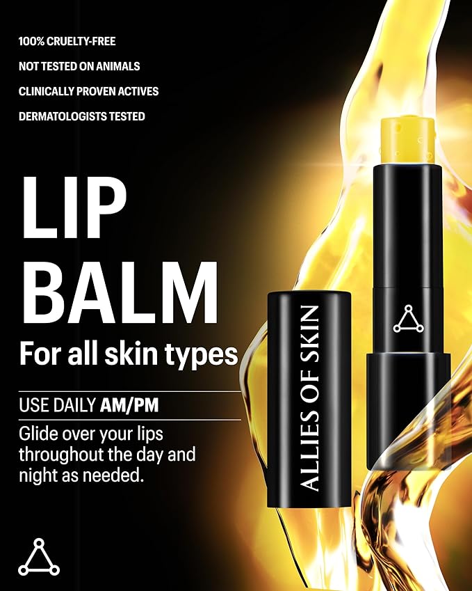 Allies of Skin Peptide & Ceramide Repair Lip Balm with Palmitoyl Tripeptide-5, Ceramide NP, Sea Buckthorn Oil, Avocado and Sunflower Seed Oil, Shea Butter, Vitamin C & E. 3.8g/ 0.13 oz
